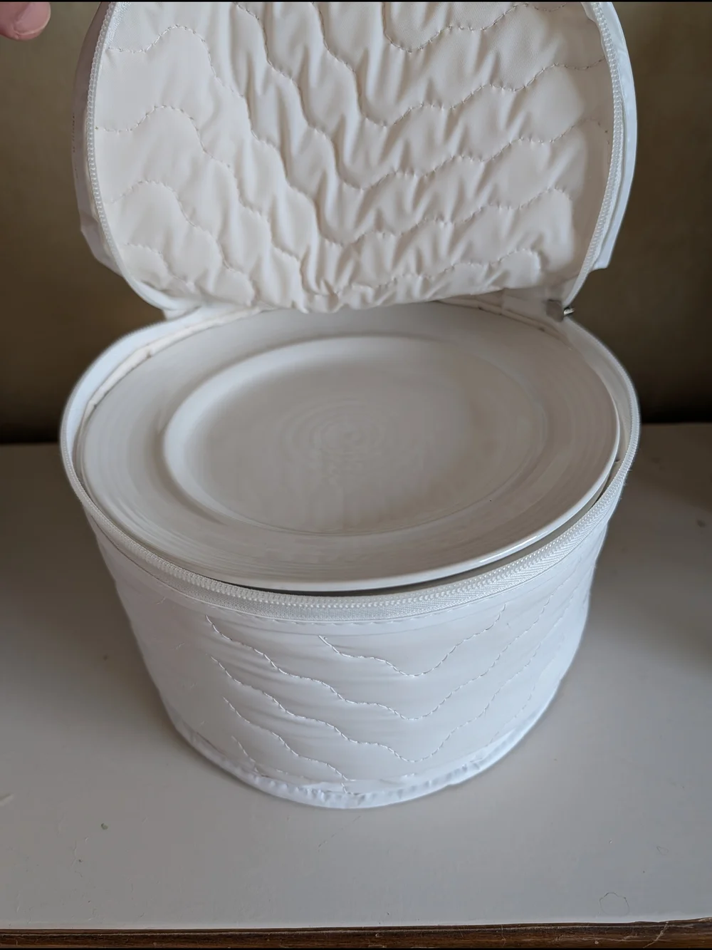Vintage Set Of 12 Pier 1 Solid White Dessert Plates With Storage Case 8